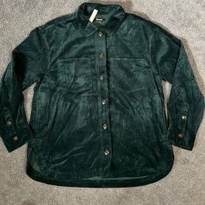 NWT Madewell green corduroy Shacket with pockets